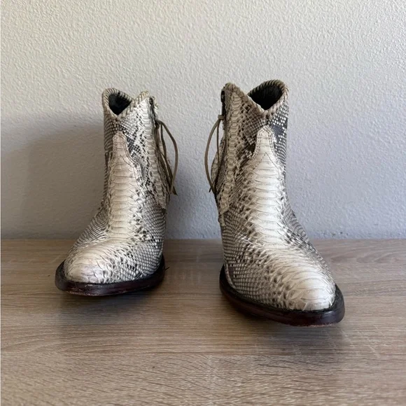 Azulado Kyra natural python snakeskin leather ankle boots women’s Sz 11 - Picture 8 of 9